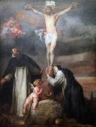 Anthony Van Dyck Christ on the Cross with Saint Catherine of Siena, Saint Dominic and an Angel France oil painting artist